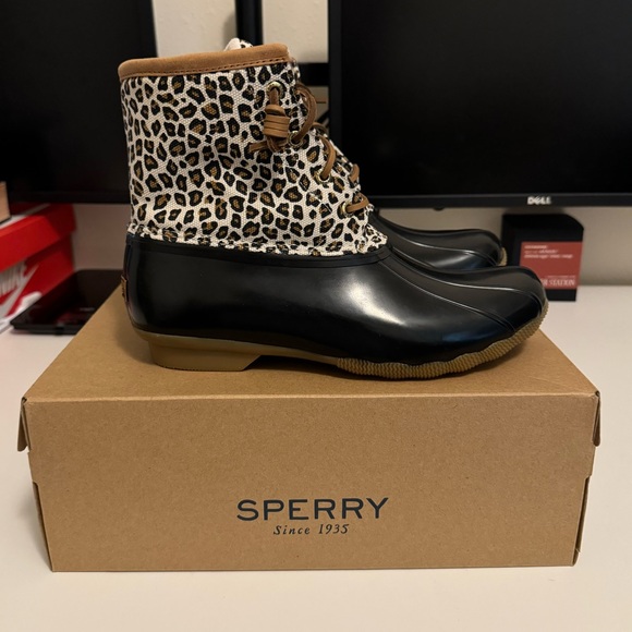 Sperry Saltwater Animal Multi Duck Boots Size 9.5 Leopard - Picture 4 of 7